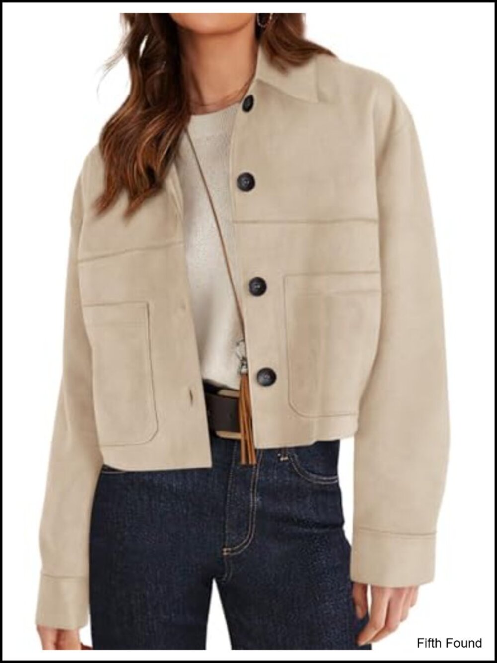 Faux Suede Shacket Lightweight Cropped Aviator Jacket Women